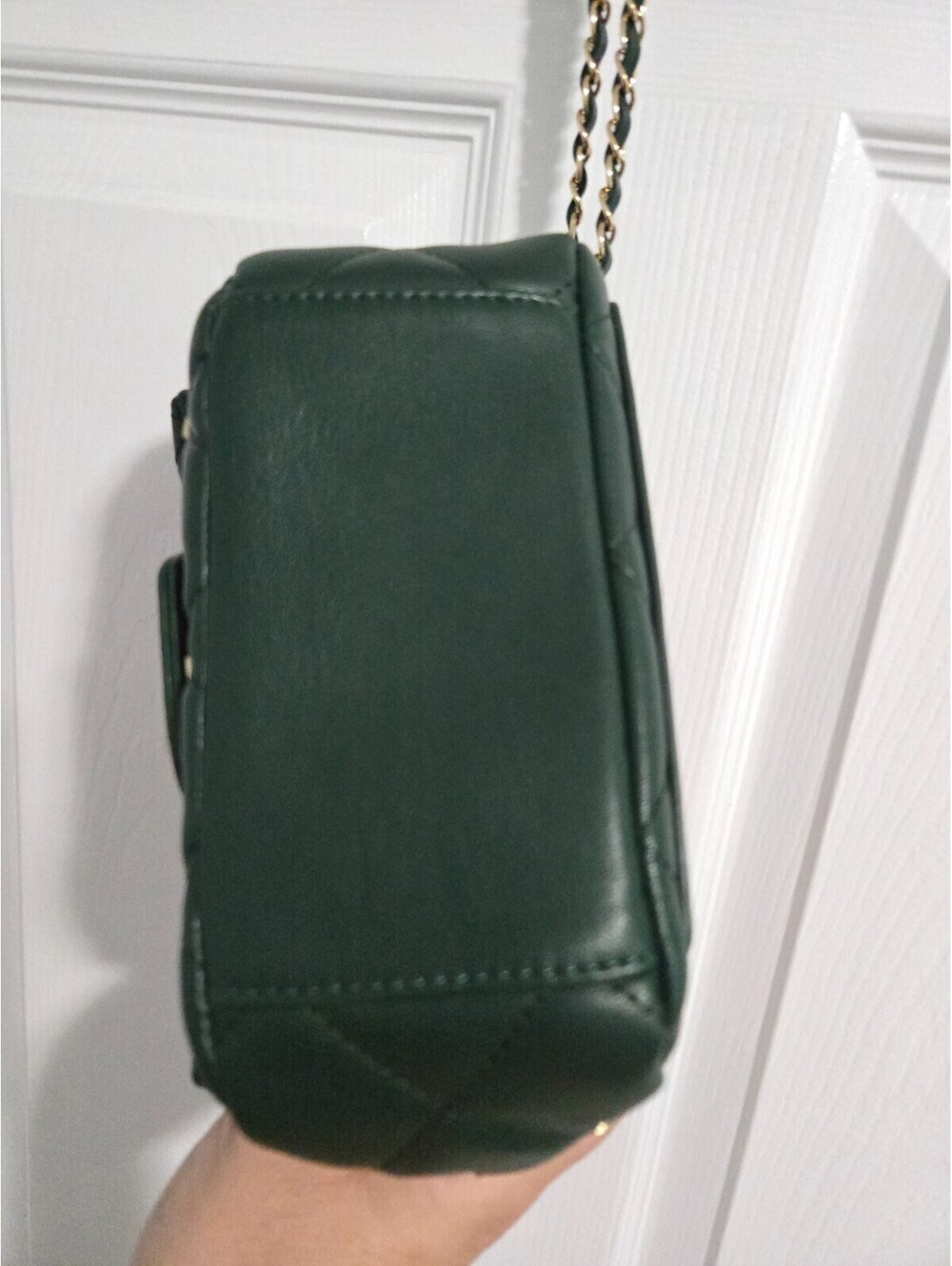 Badgley Mischka Quilted Crossbody Bag Green Gold Studded Pearl Handle NWT New - Picture 15 of 15